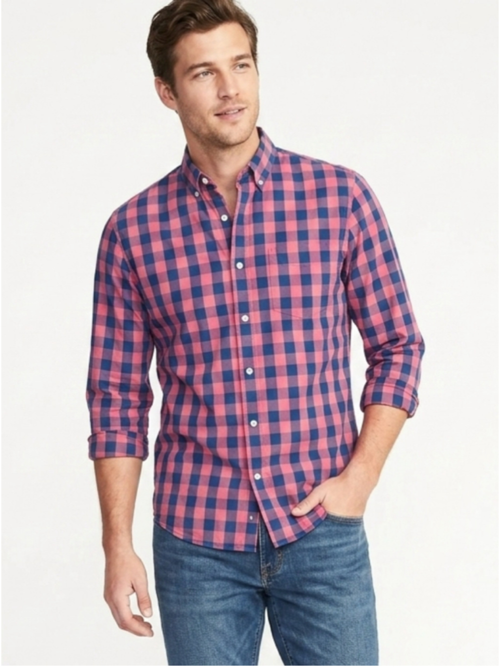 J. Crew Red and Blue Slim fit Buffalo Check Button-Down Shirt 234 every day work